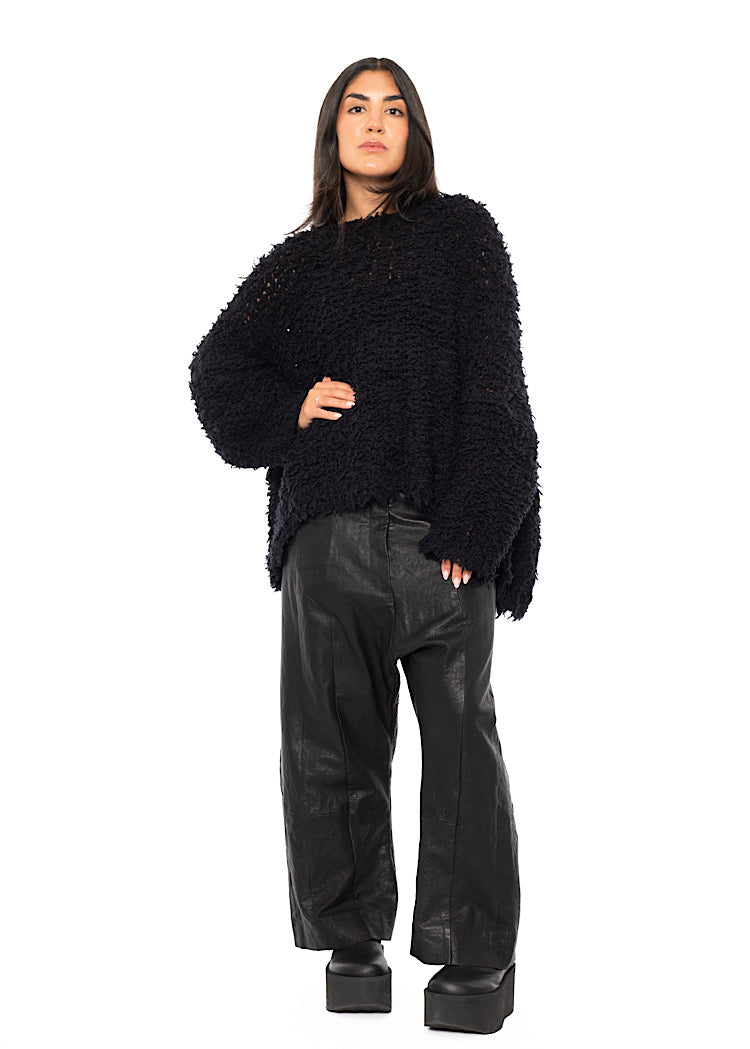 TEXTURED WOOL BLEND PULLOVER