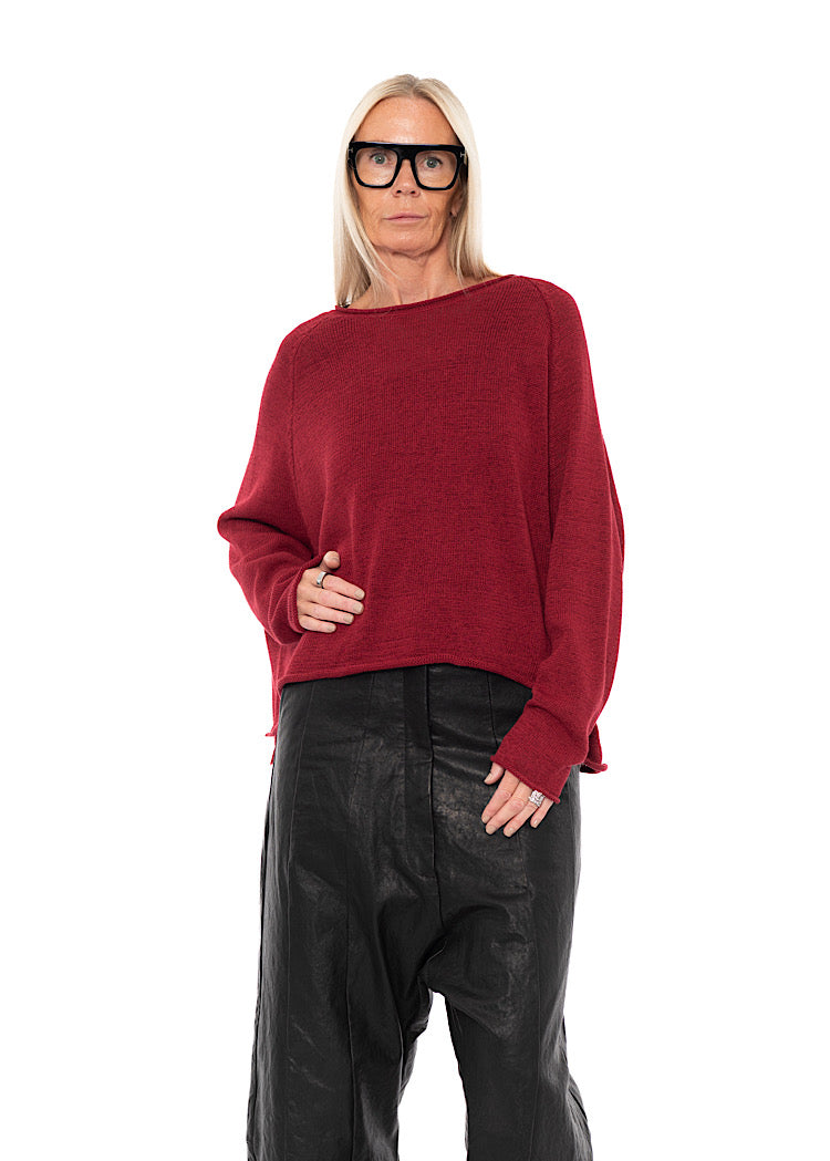 LINEN-BLEND KNITTED PULLOVER