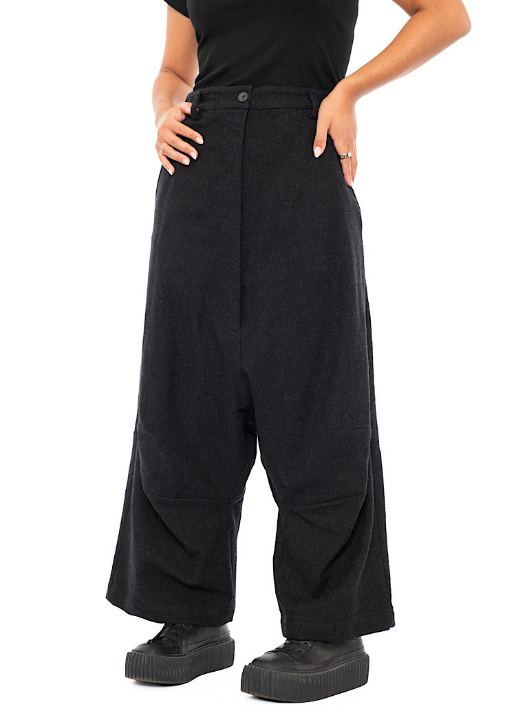 PINSTRIPE DROP CROTCH WOOL TROUSER
