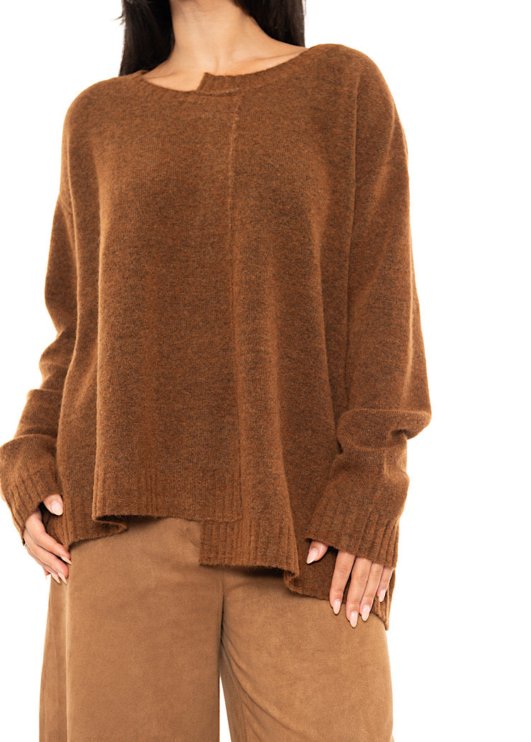 BRUSHED MÉLANGE KNITTED PULLOVER