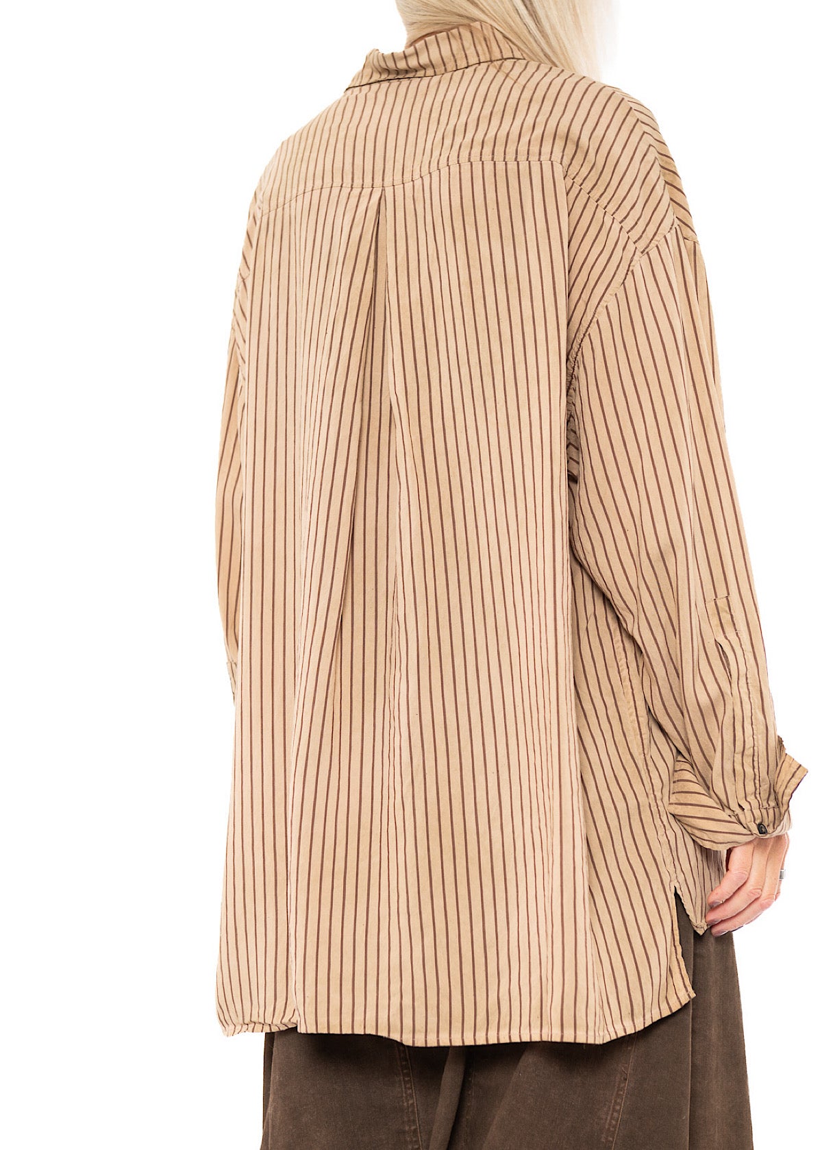 GARMENT-DYED SILK STRIPE SHIRT