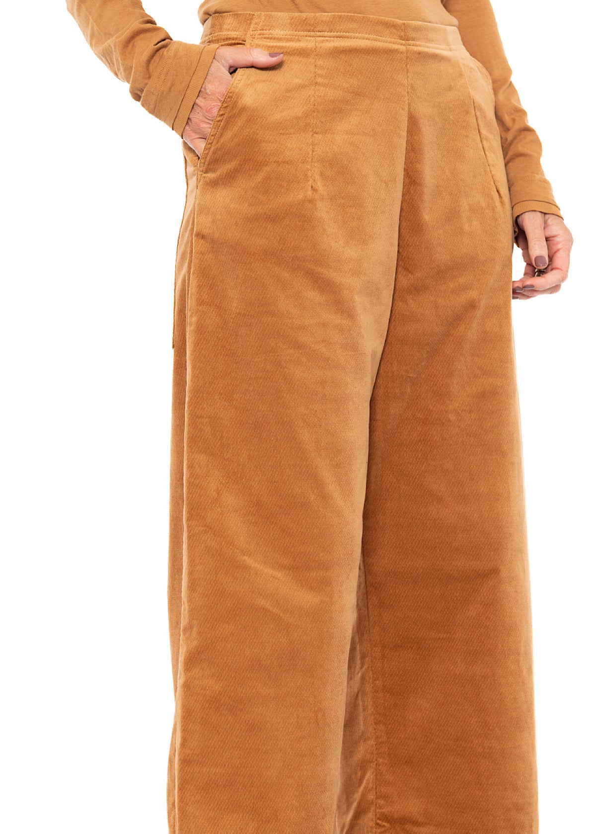 STRETCH-VELVET WIDE LEG TROUSER