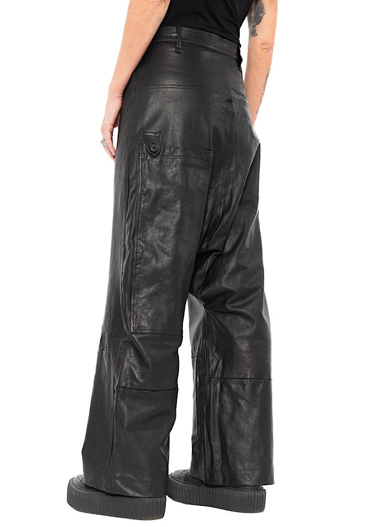 LEATHER DROP-CROTCH TROUSER
