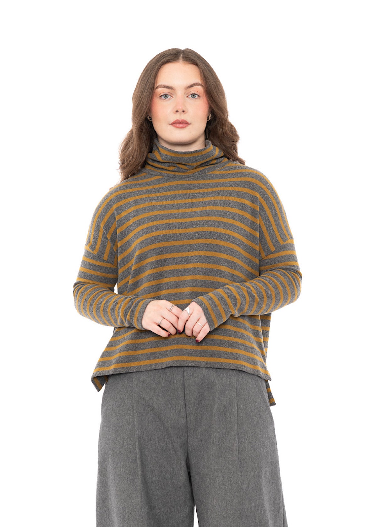 STRIPED COTTON-FLEECE MOYET PULLOVER
