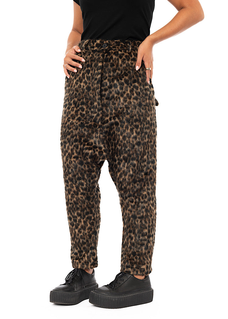 FAUX FUR LEOPARD TROUSER