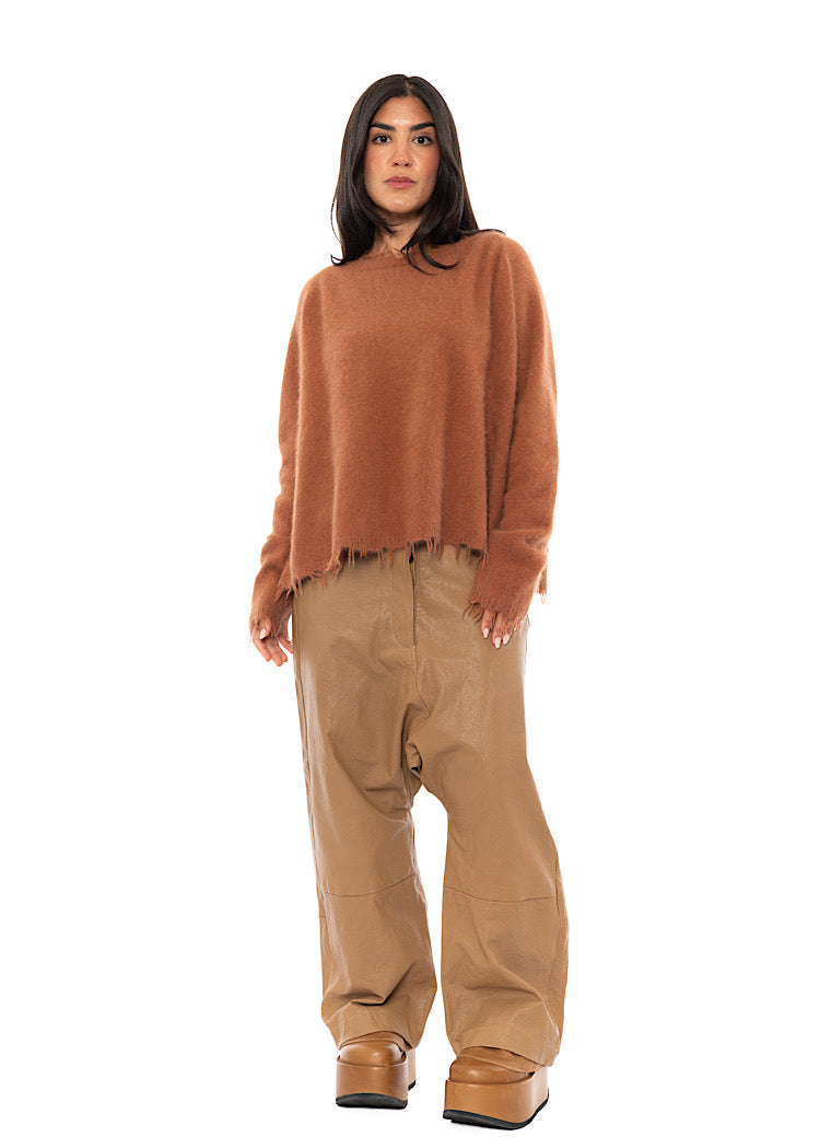 RELAXED FRAYED KNIT PULLOVER