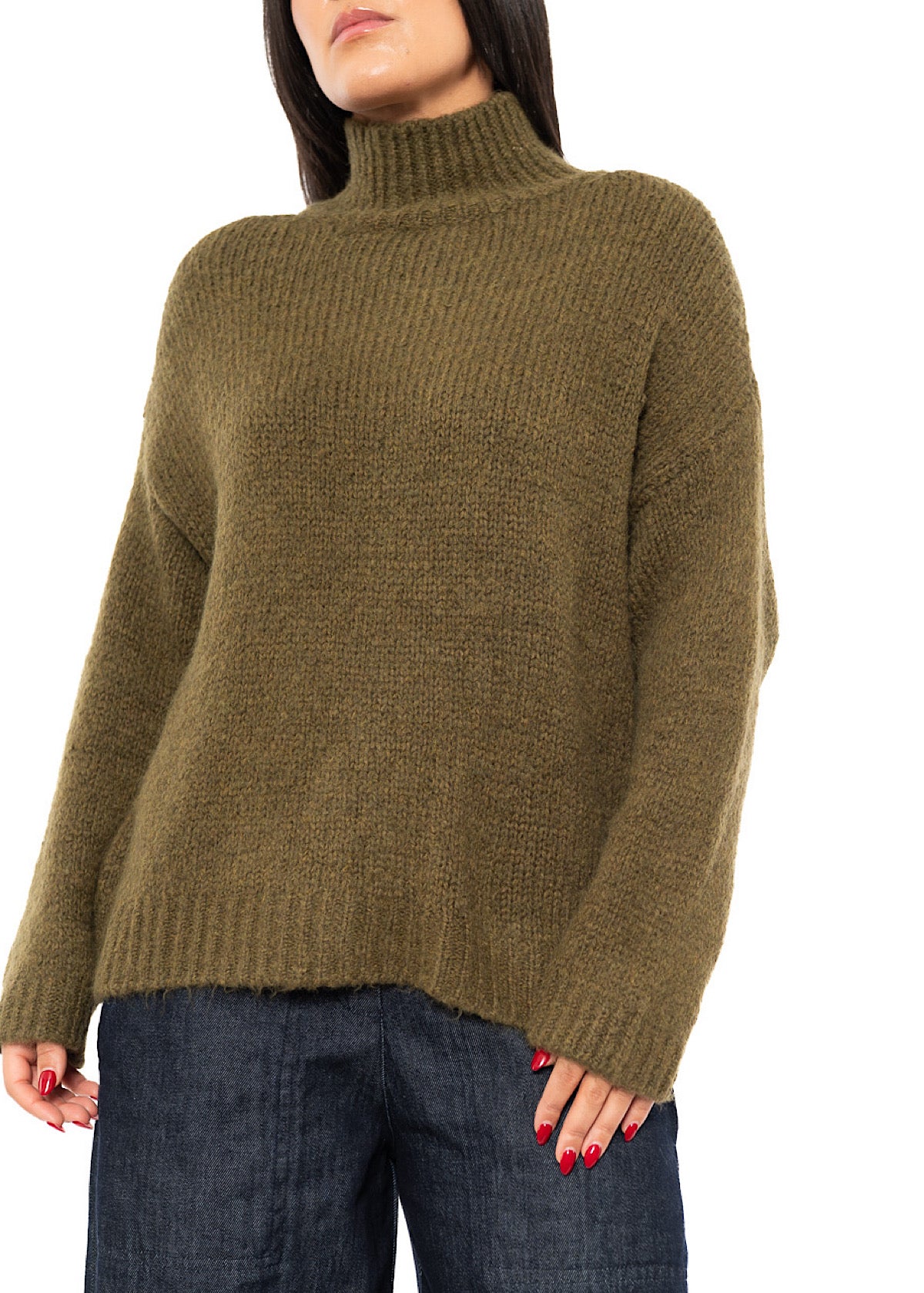 RELAXED HIGH NECKLINE PULLOVER