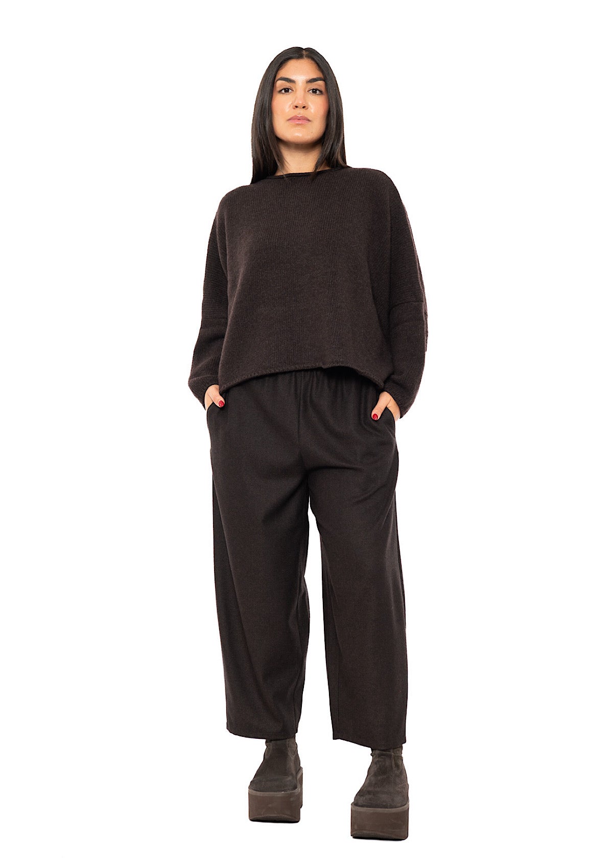 HERRINGBONE WOOL BLEND FOSCO TROUSER