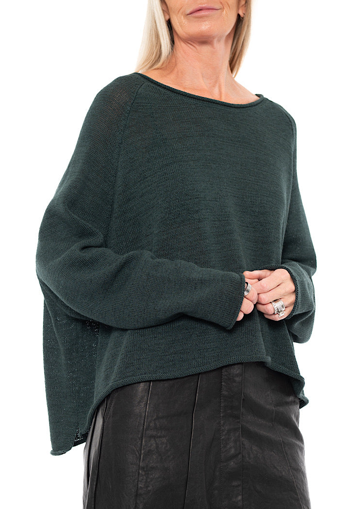 LINEN-BLEND KNITTED PULLOVER
