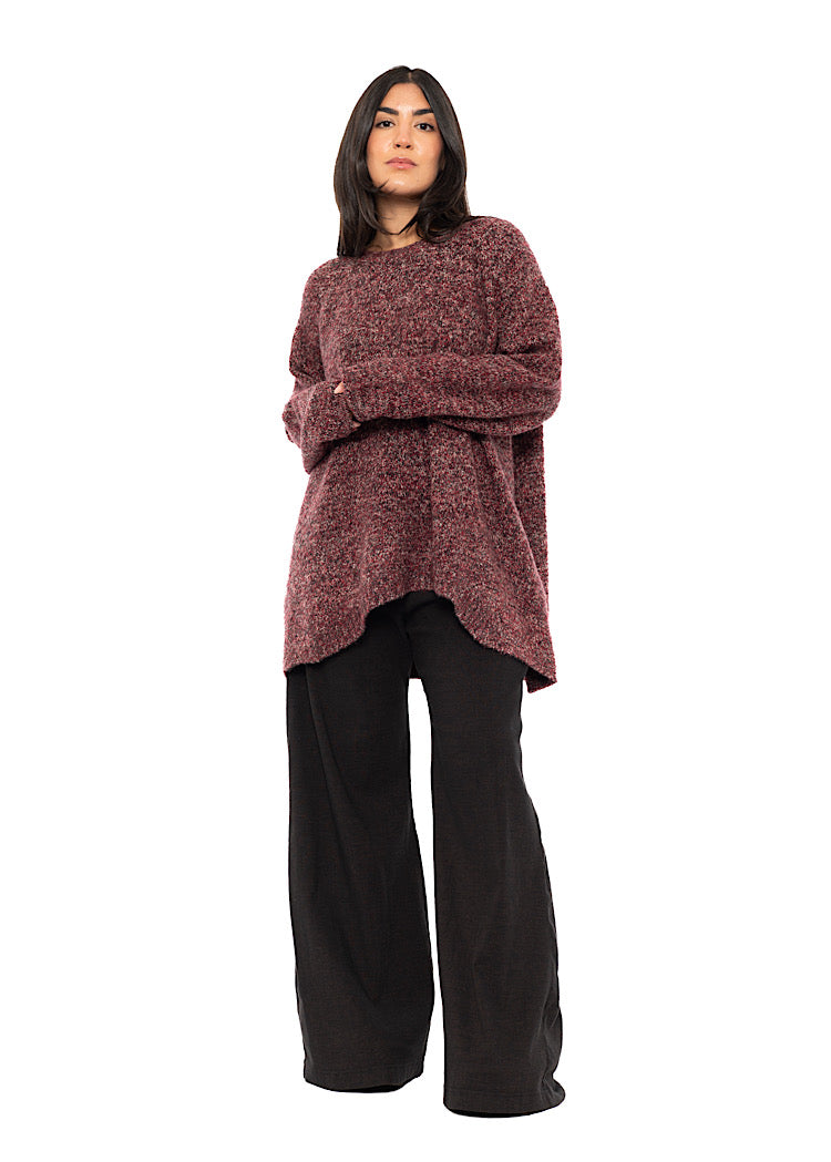 MÉLANGE KNIT ASYMMETRIC PULLOVER