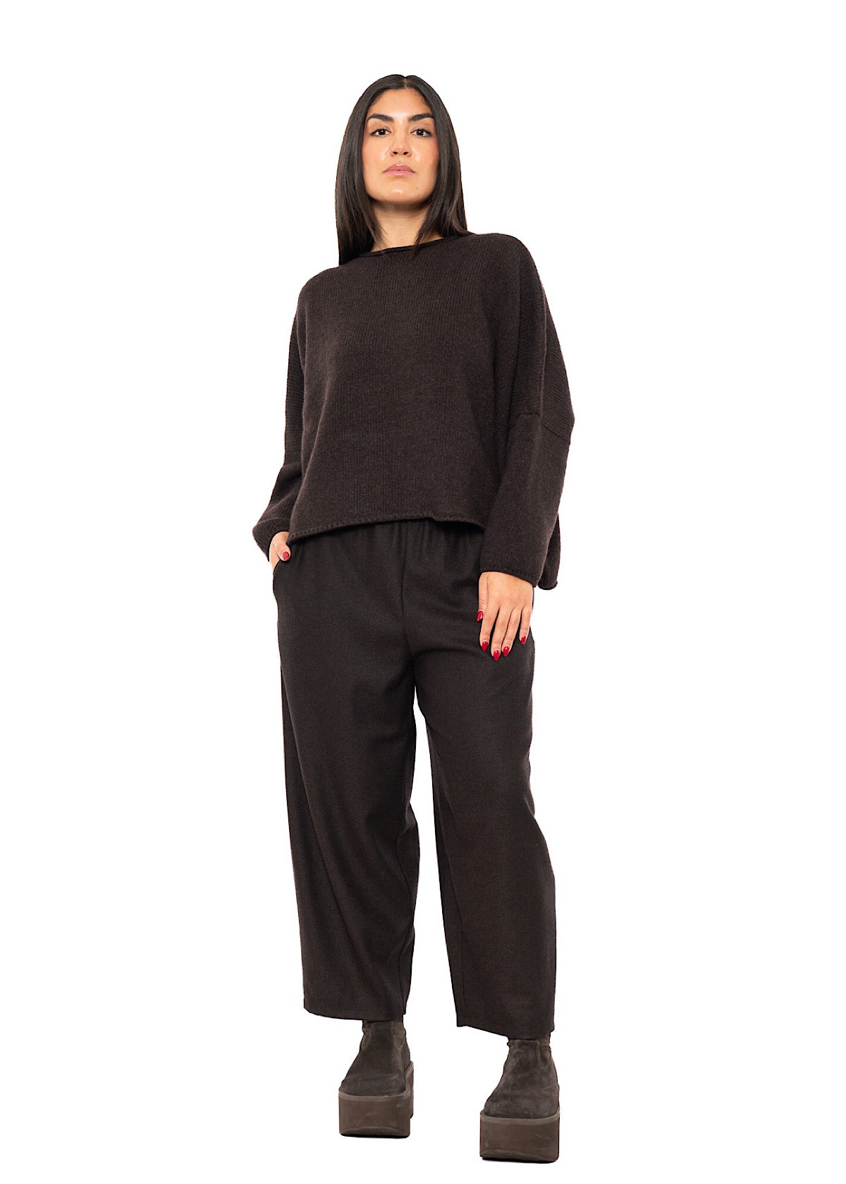 CROPPED CASHMERE BLEND FAUSTA PULLOVER