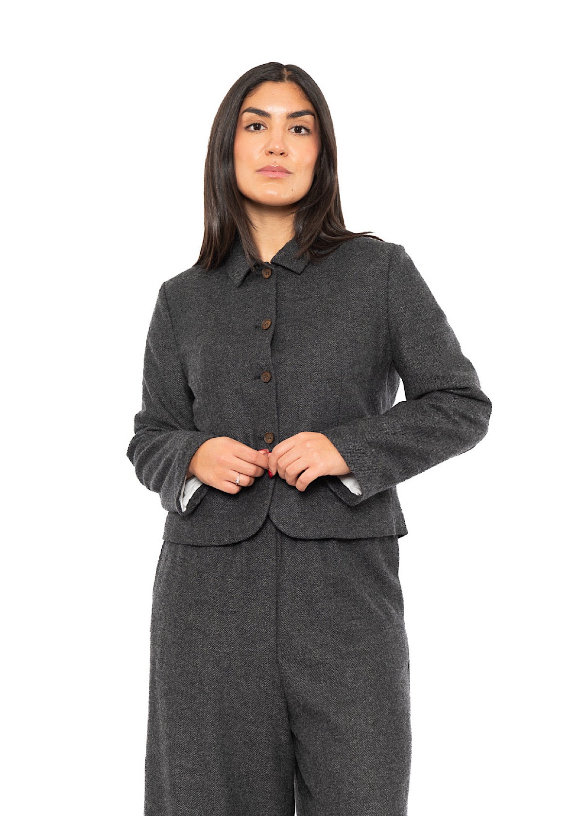 CROPPED HERRINGBONE GINNY JACKET