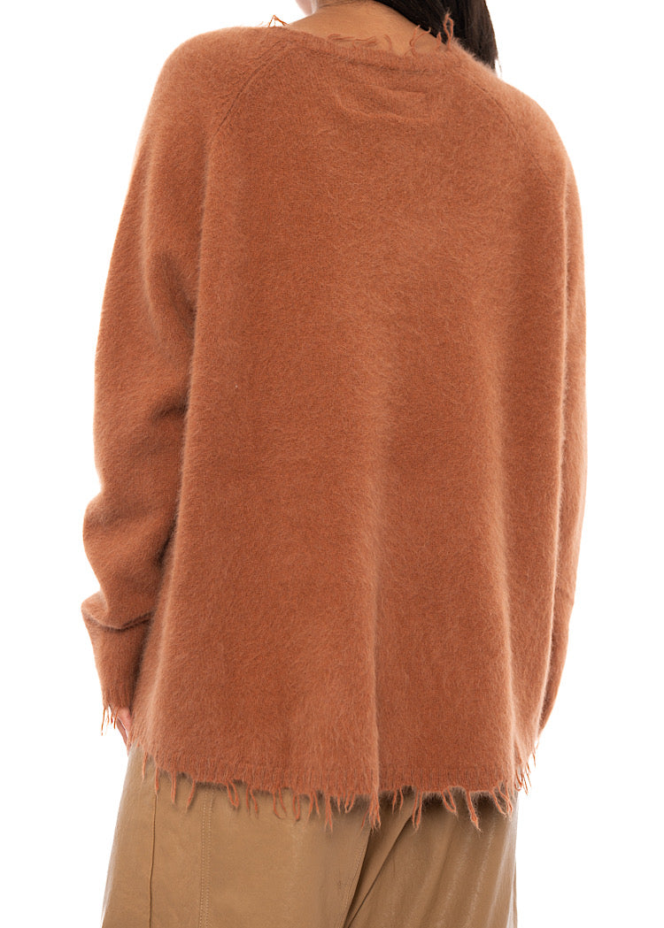 FRAYED FOX WOOL SILK PULLOVER