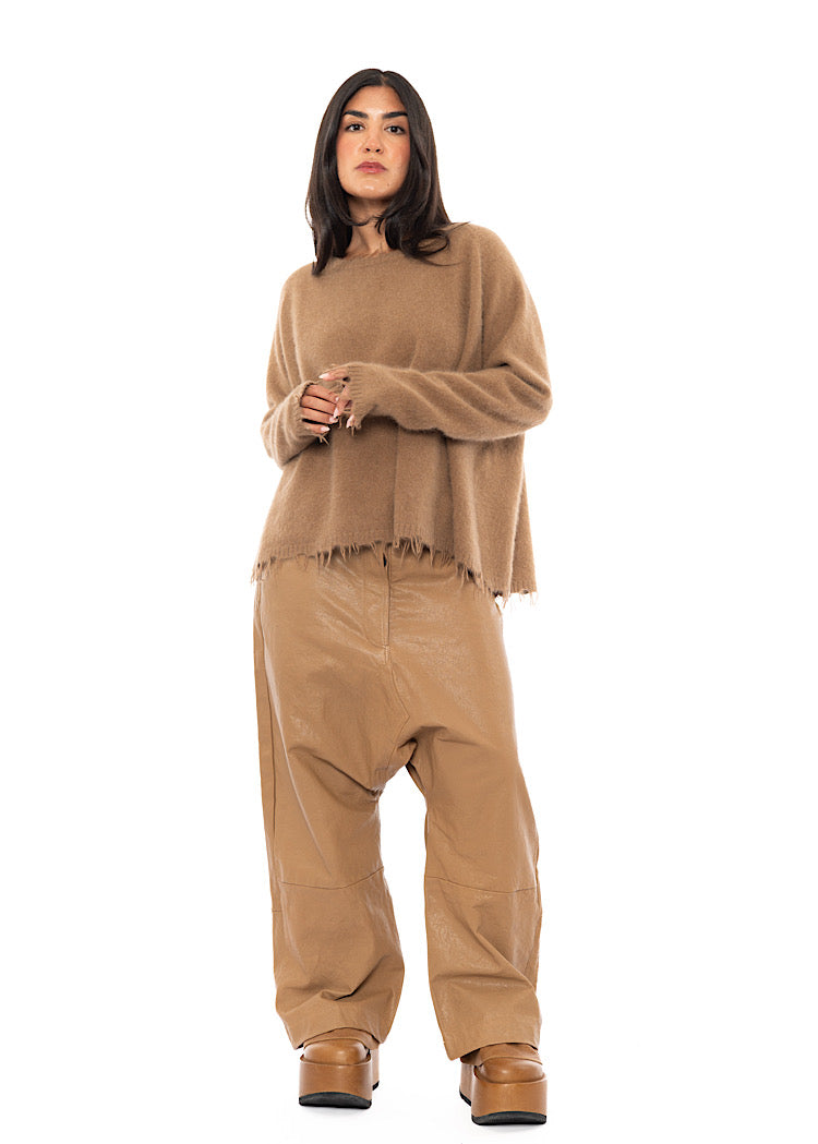 RELAXED FRAYED KNIT PULLOVER