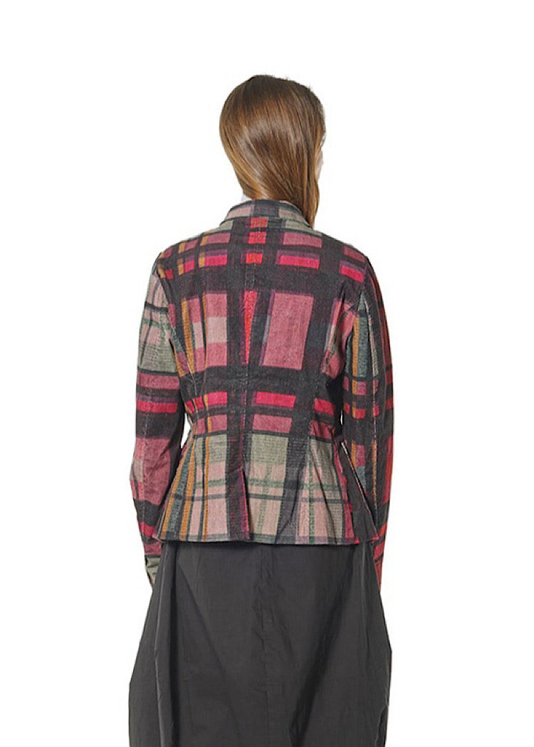 CL FITTED CHECK VELVET JACKET
