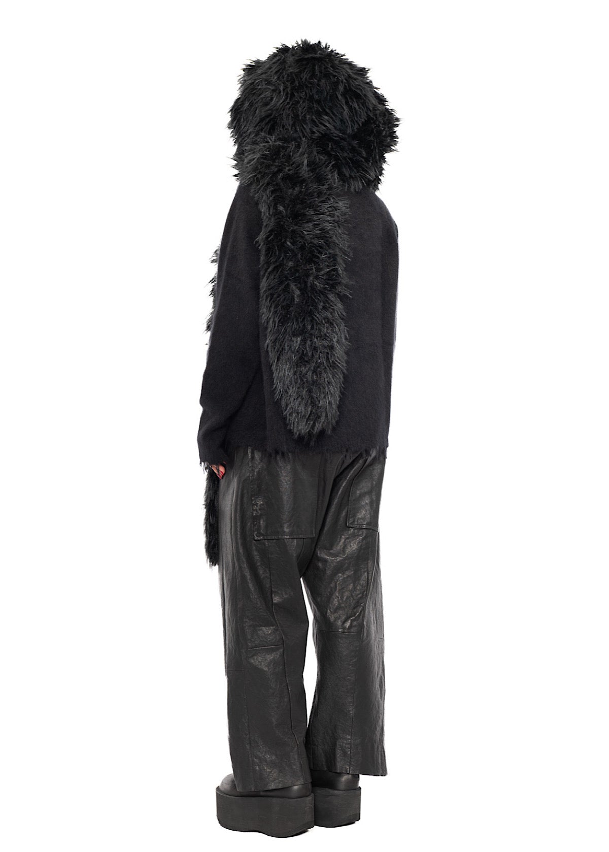 STATEMENT FAUX FUR HOODED SCARF