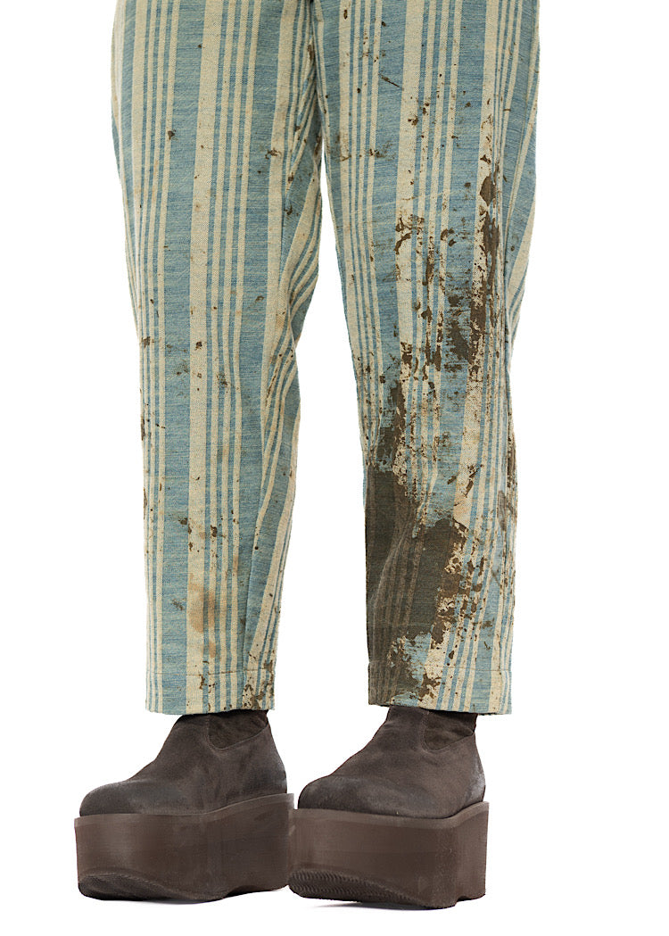 STRAIGHT LEG STRIPED COTTON TROUSER