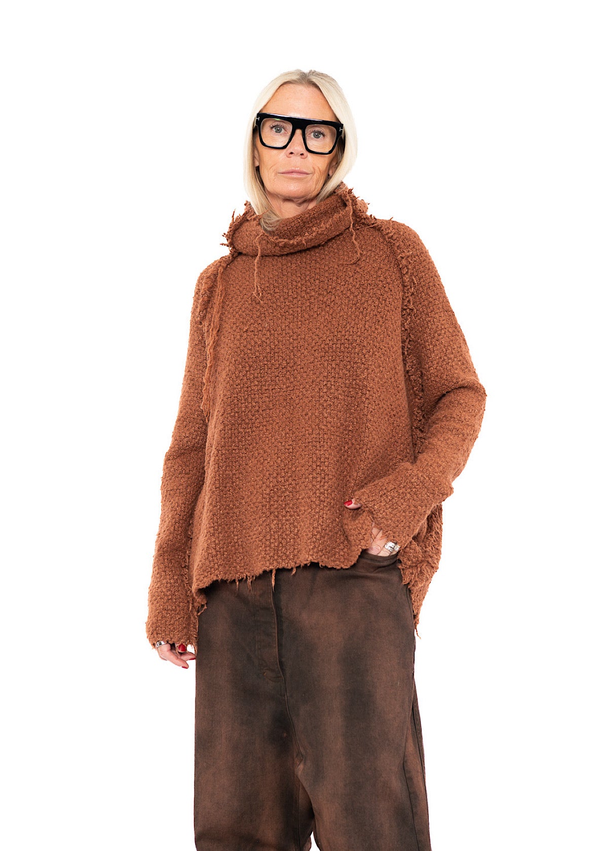 TEXTURED SILK KNIT PULLOVER