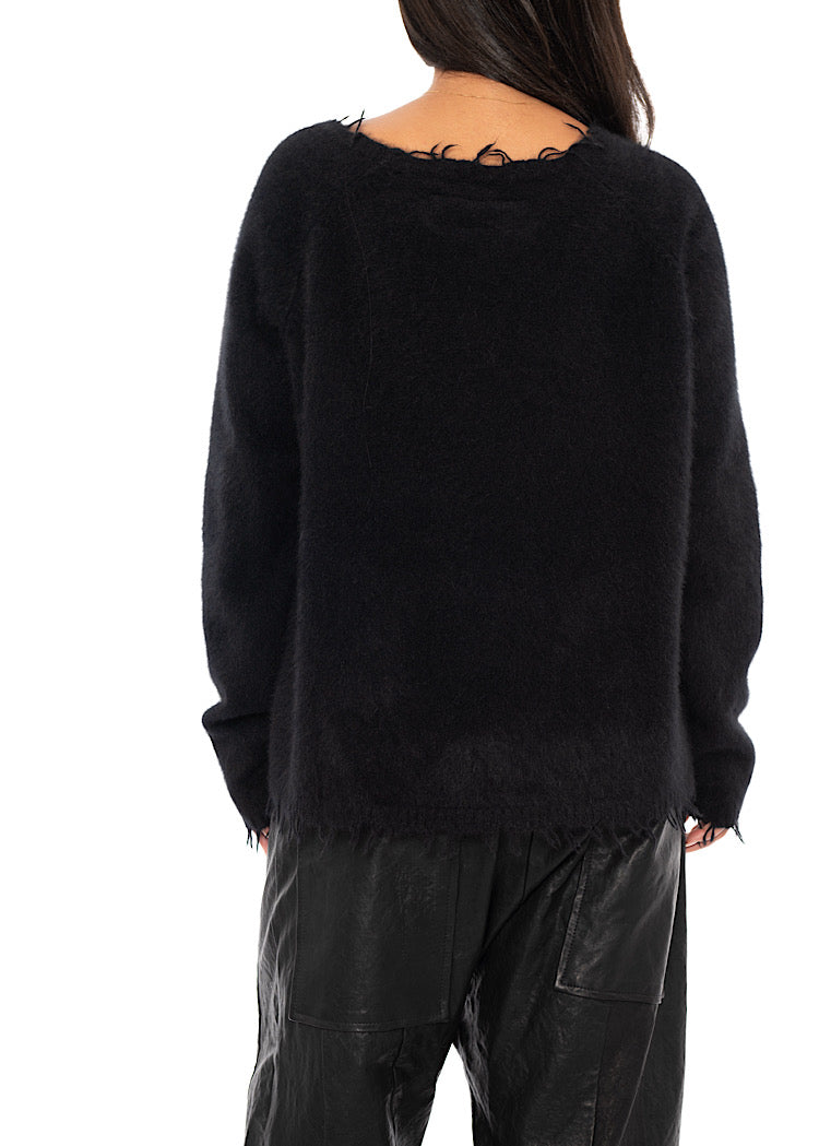 RELAXED FRAYED KNIT PULLOVER