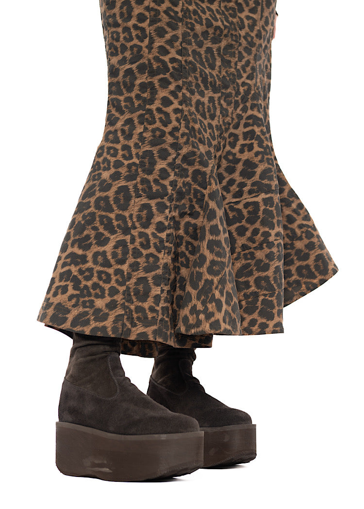SCULPTURAL LEOPARD SKIRT