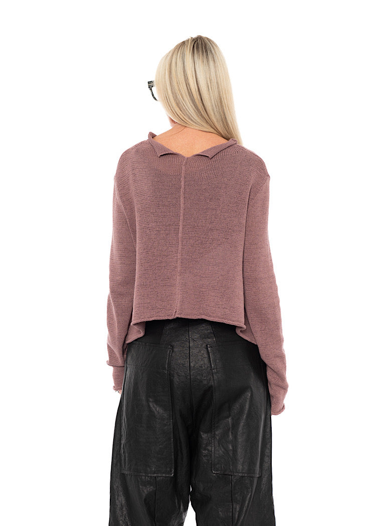 CROPPED LINEN-BLEND KNITTED CARDIGAN
