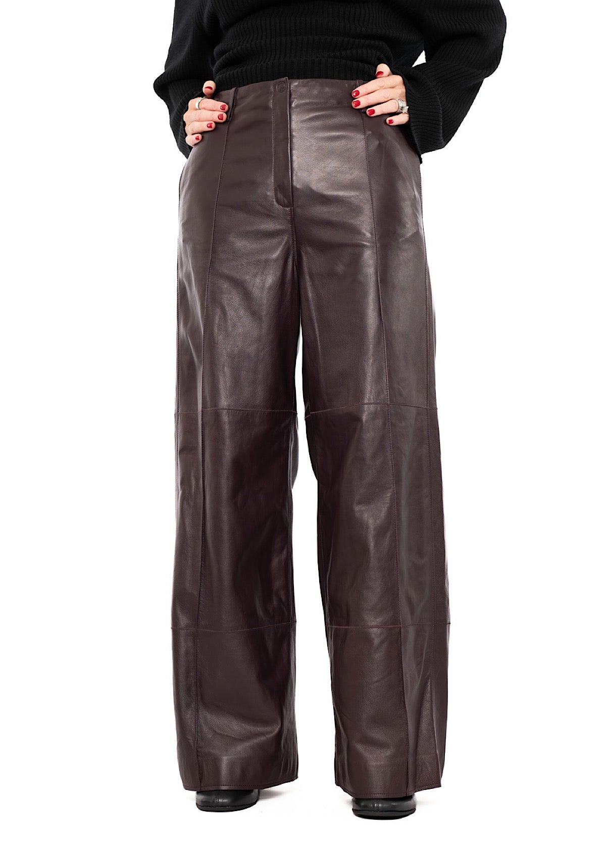SIGNATURE WIDE LEG LEATHER TROUSER