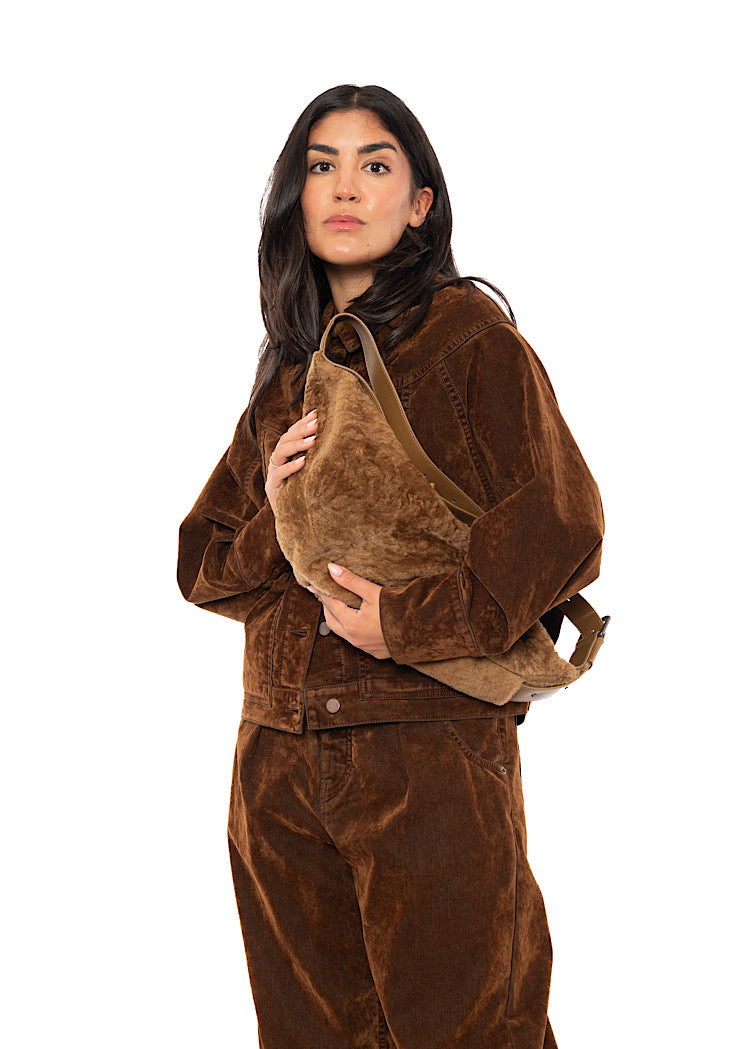 CROSSBODY FUR-FINISHED LEATHER BAG
