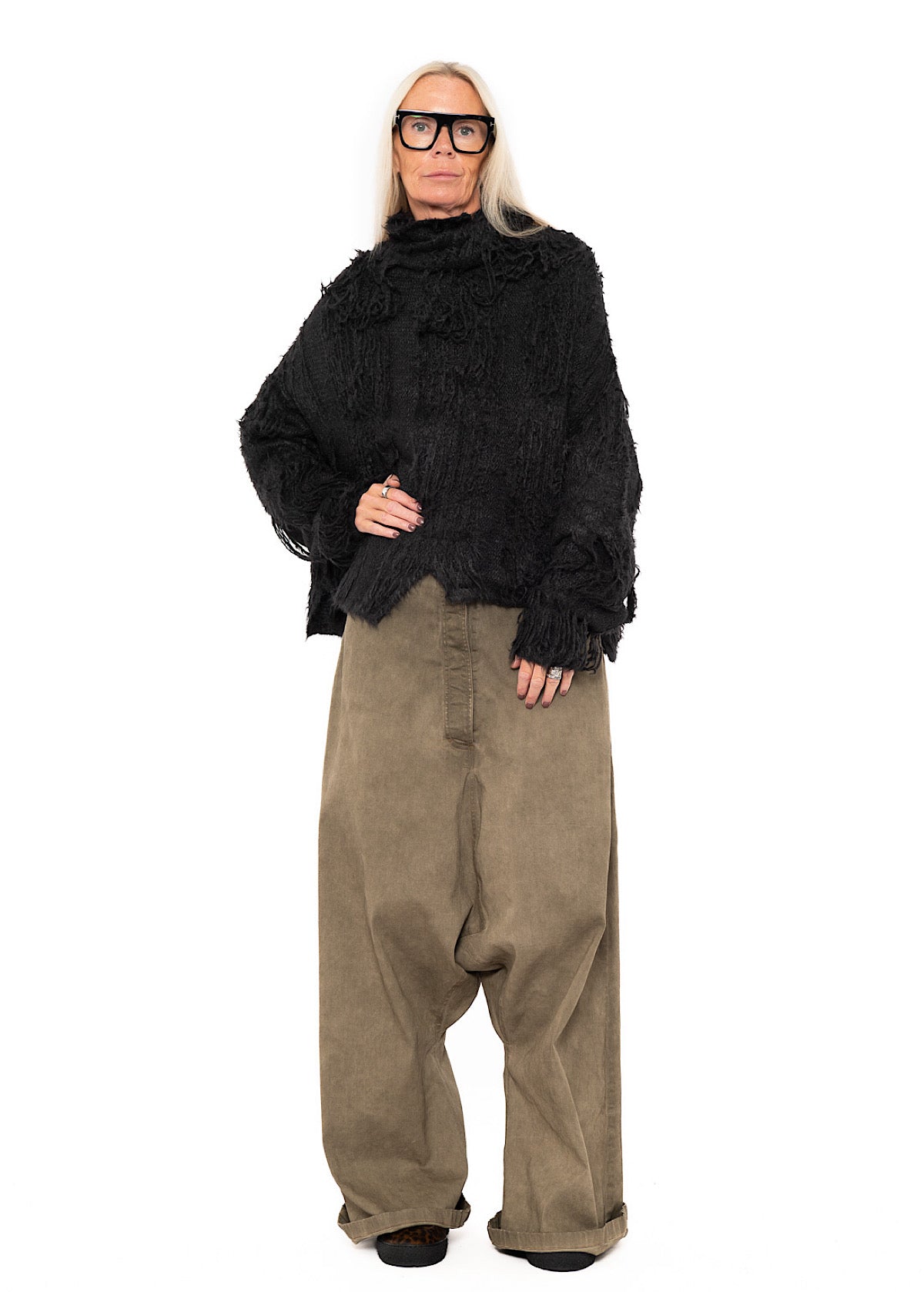 LADDERED SILK KNIT PULLOVER