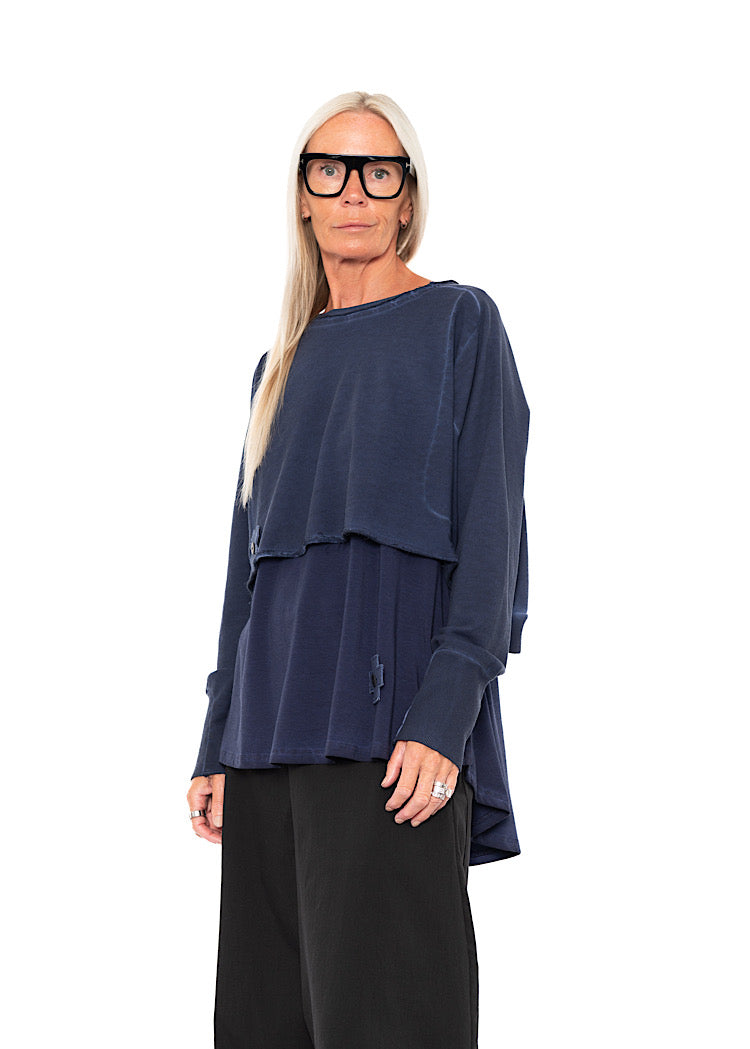 CROPPED LENGTH DISTRESSED PULLOVER