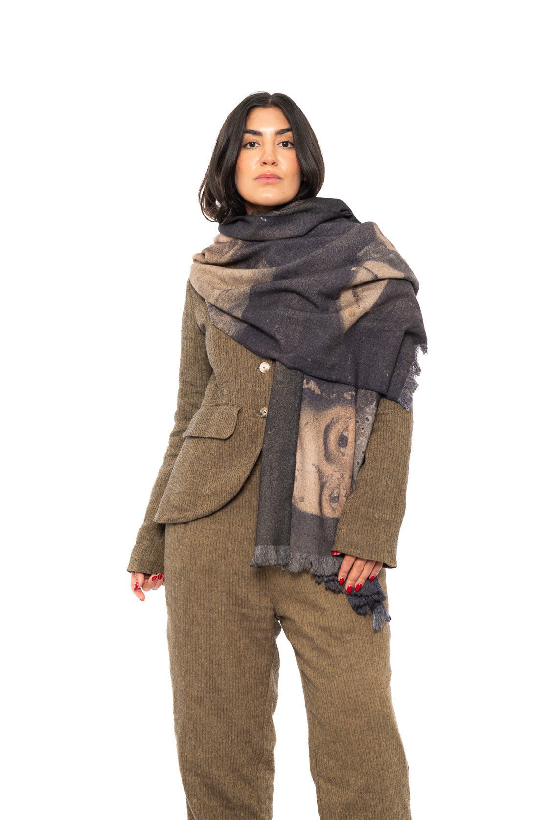 PORTRAIT PRINTED WOOL SCARF