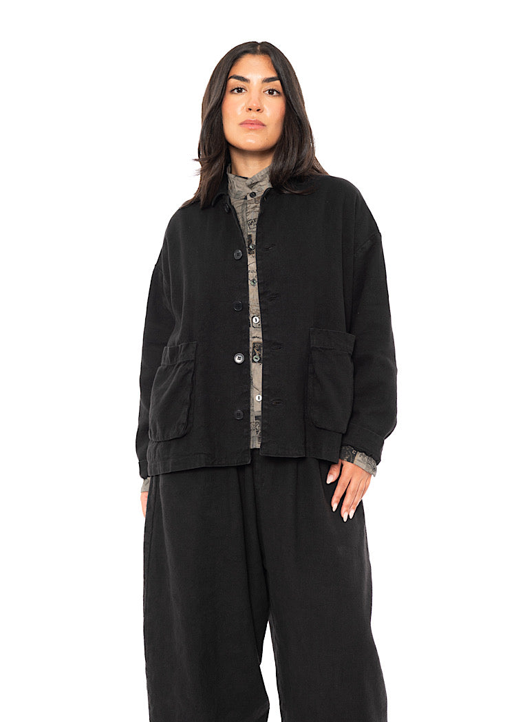 LINEN-COTTON UTILITY JACKET