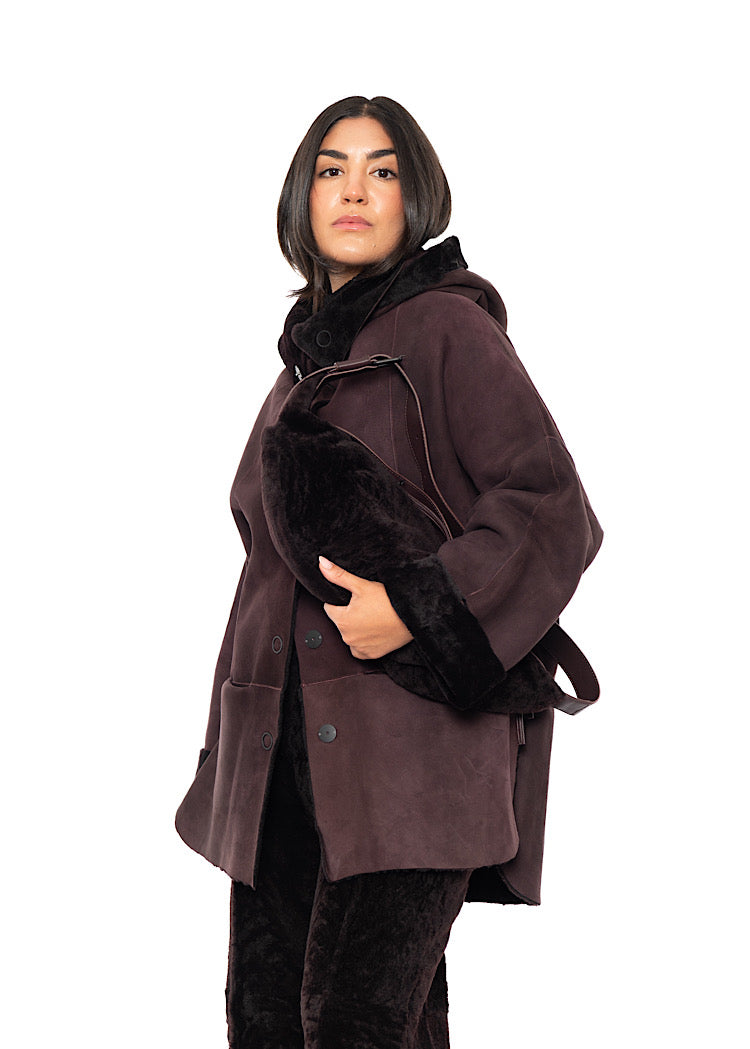 CROSSBODY FUR-FINISHED LEATHER BAG