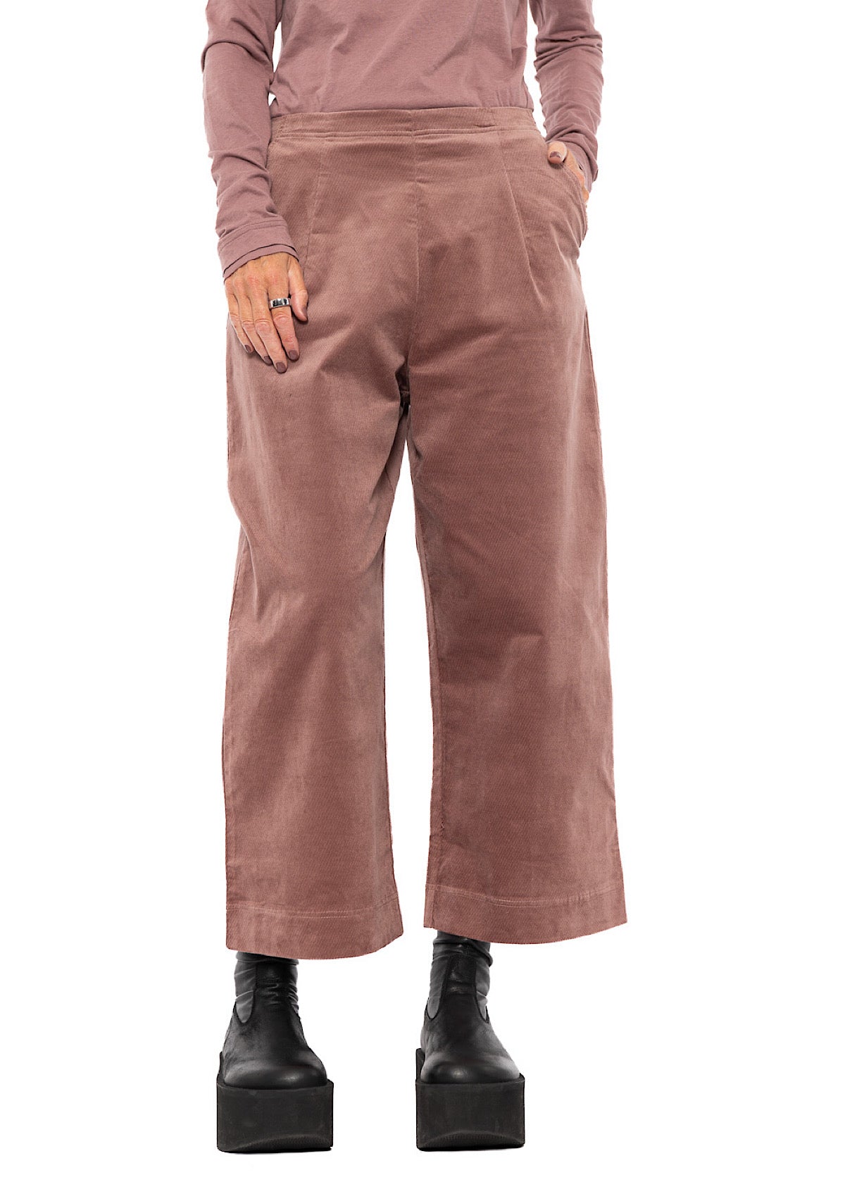 STRETCH-VELVET WIDE LEG TROUSER
