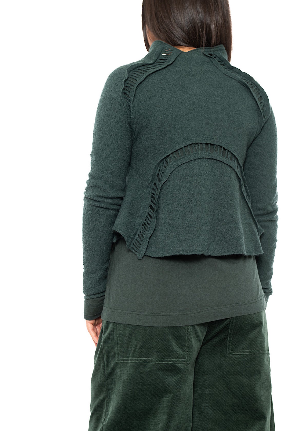 CROPPED BOILED WOOL CARDIGAN