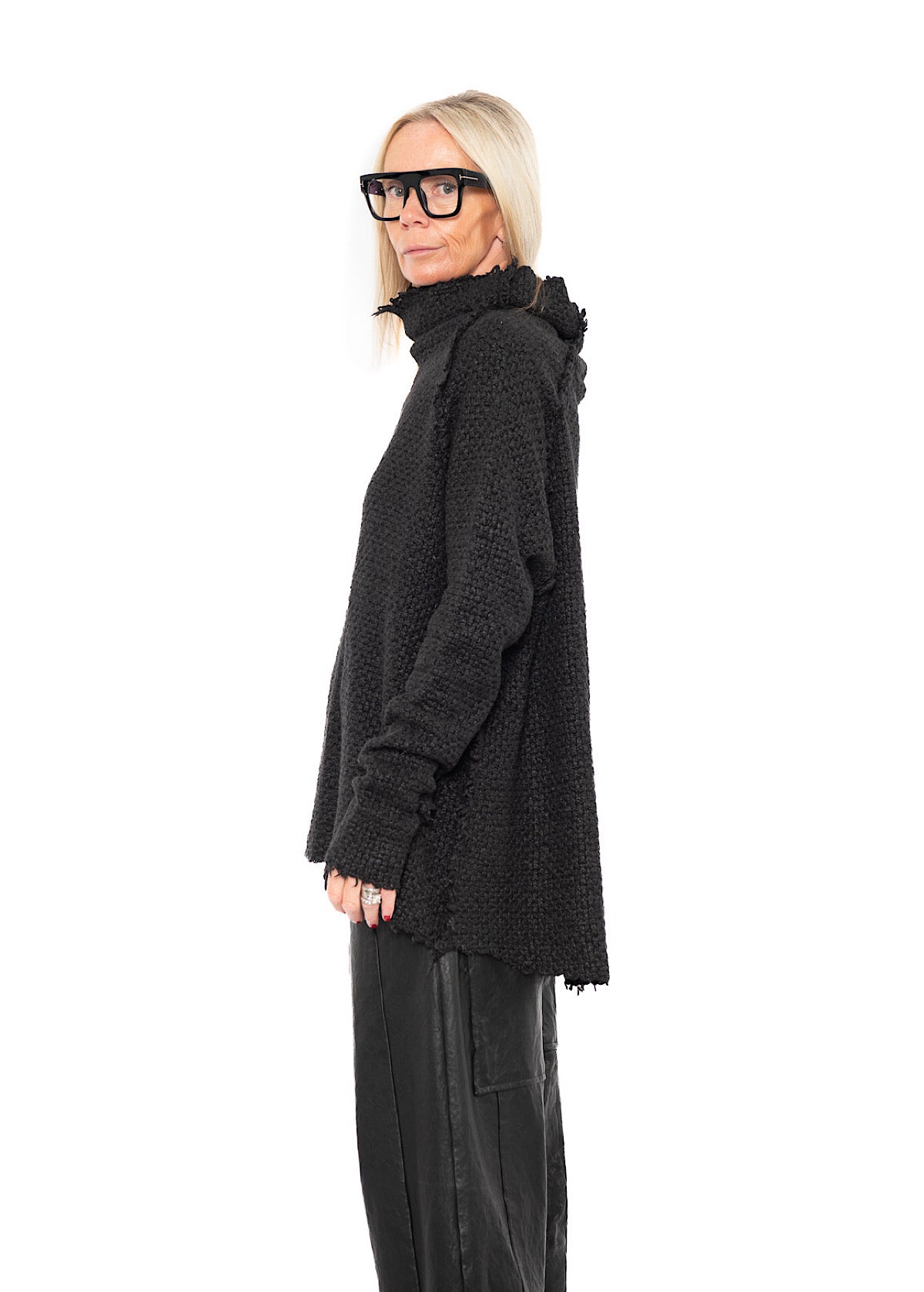 TEXTURED SILK KNIT PULLOVER