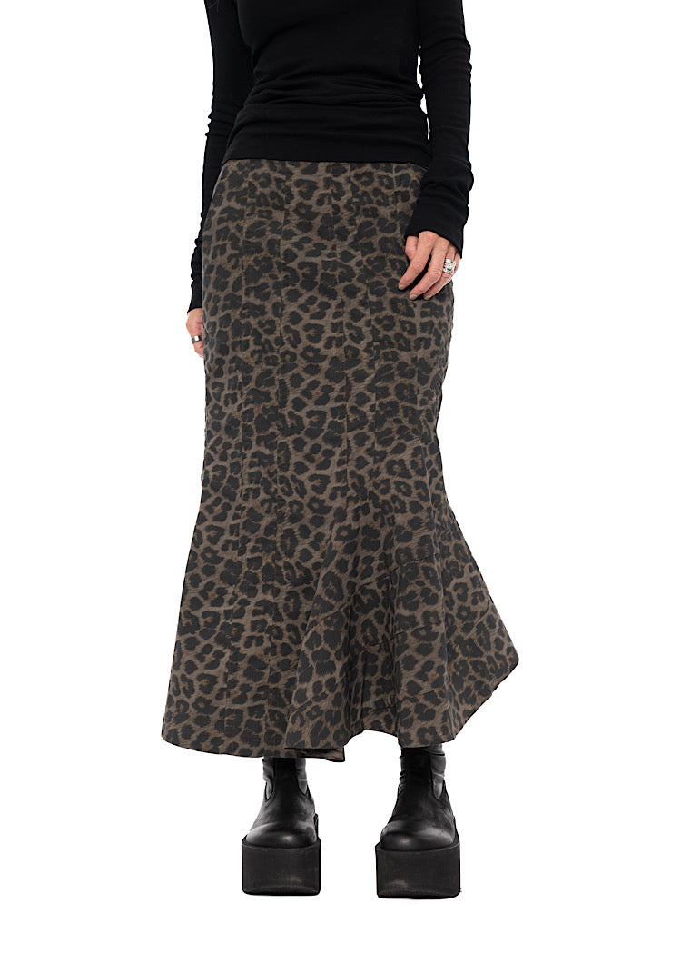 SCULPTURAL LEOPARD SKIRT