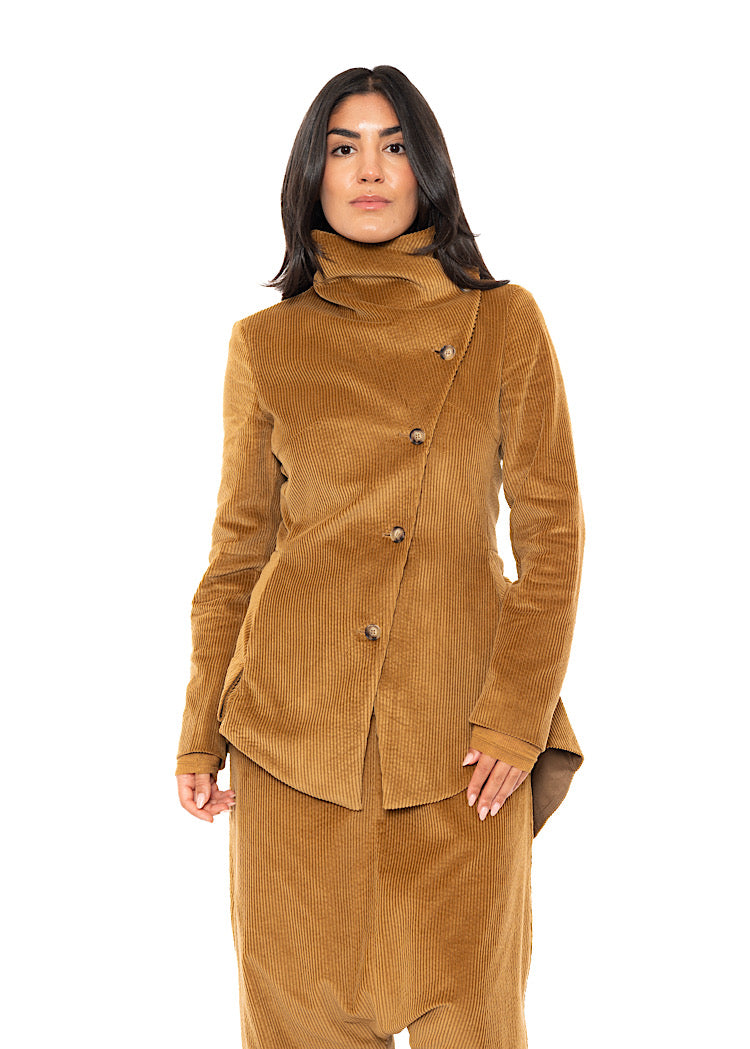 ASYMMETRIC STRETCH CORD VELVET JACKET