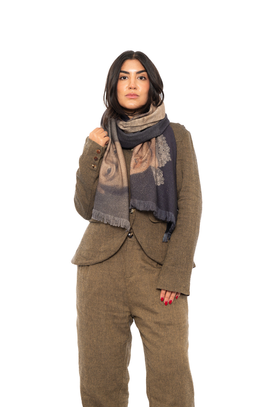 PORTRAIT PRINTED WOOL SCARF