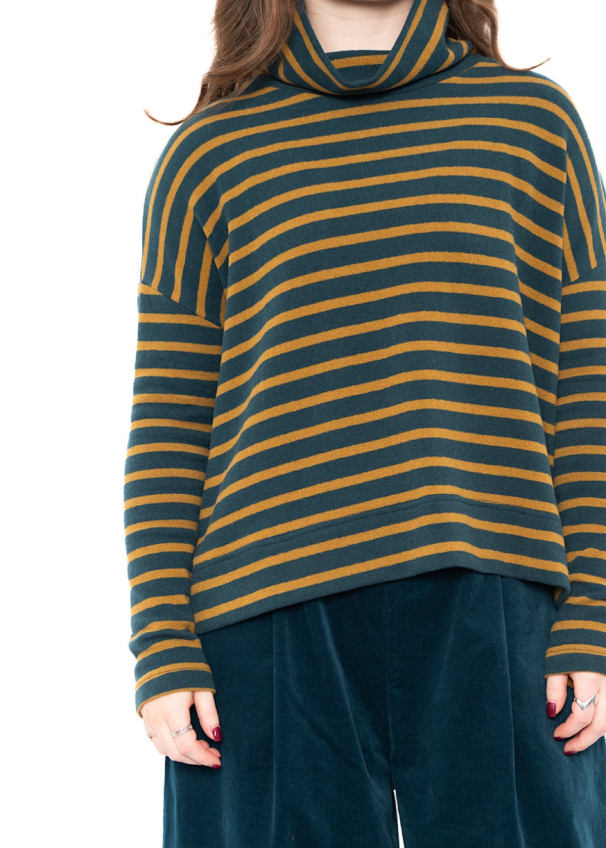 STRIPED COTTON-FLEECE MOYET PULLOVER