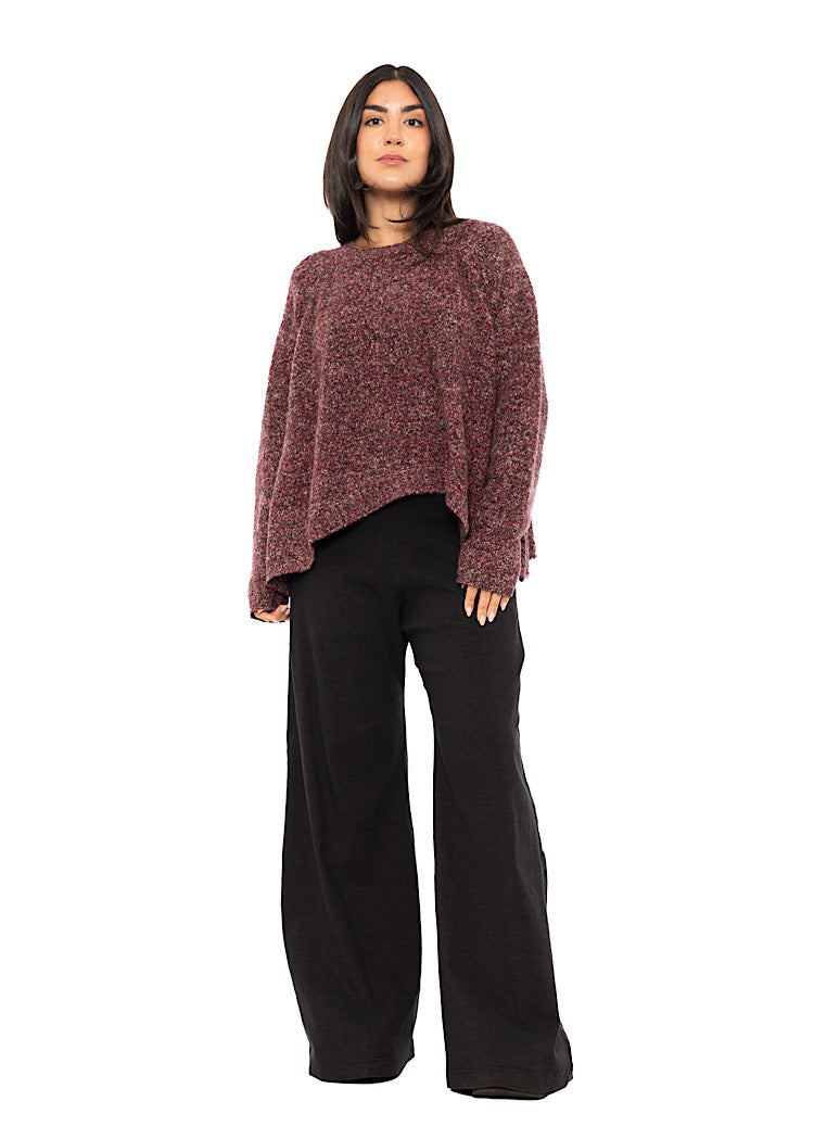CROPPED MÉLANGE KNITTED PULLOVER