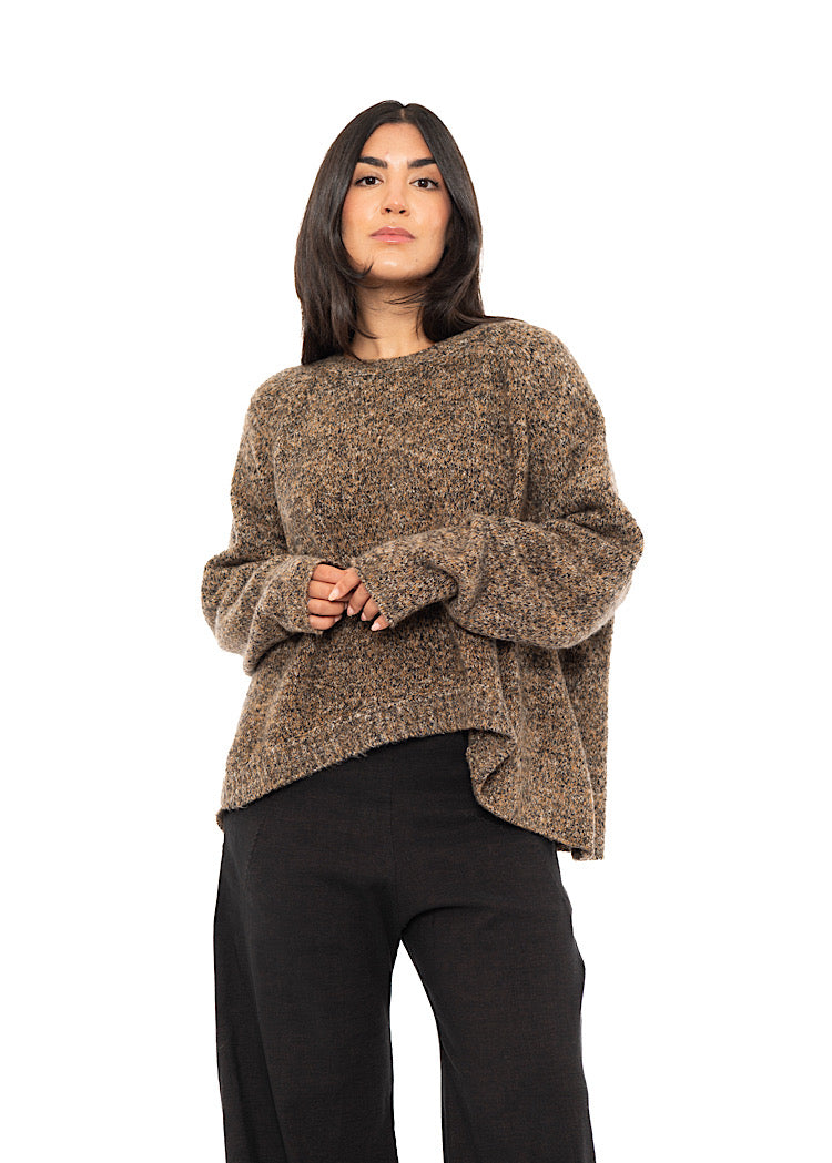 CROPPED MÉLANGE KNITTED PULLOVER