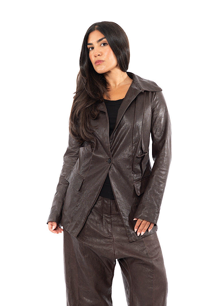 FITTED LAMB LEATHER BLAZER