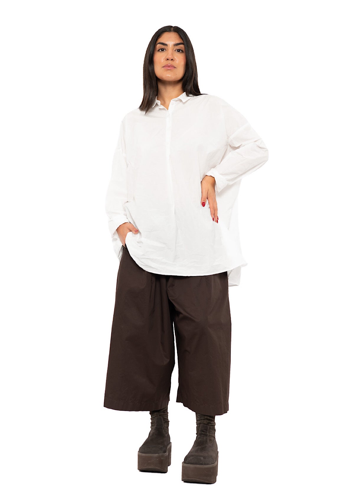 OVERSIZED CRINKLE COTTON HENLEY SHIRT