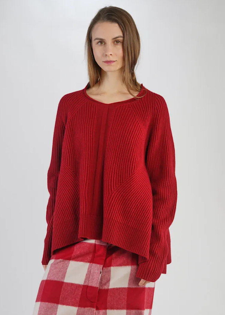 RUNDHOLZ MAINLINE PULLOVER *BONE MELANGE* (Shown in CARDINAL MELANGE)