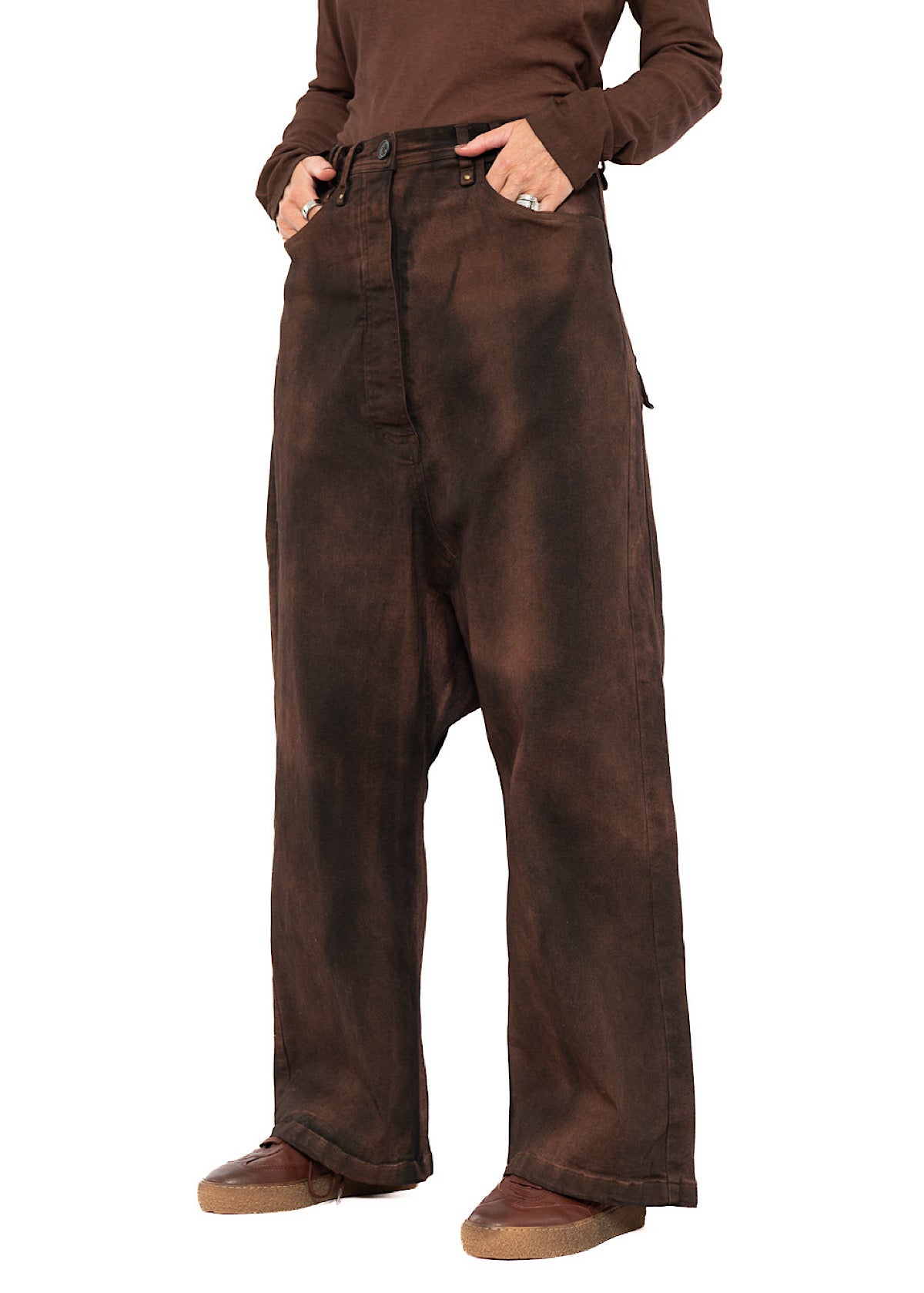 GARMENT-DYED WIDE-LEG DENIM TROUSER