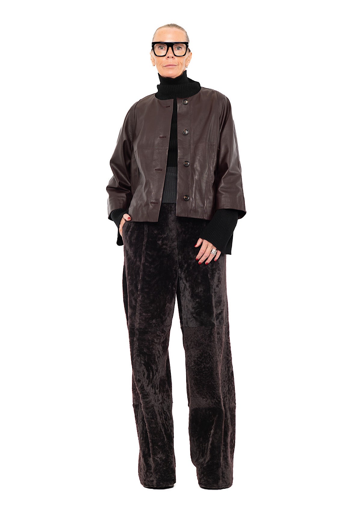 WIDE FUR LEATHER TROUSER