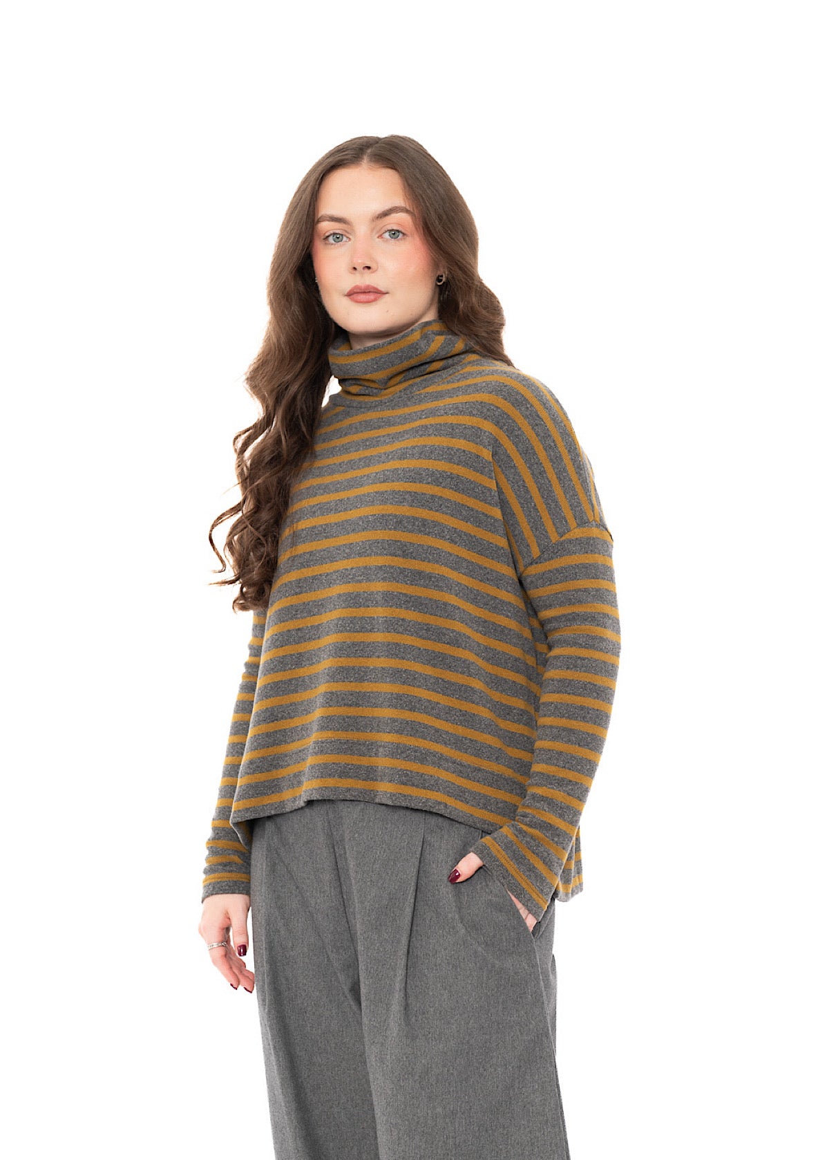 STRIPED COTTON-FLEECE MOYET PULLOVER