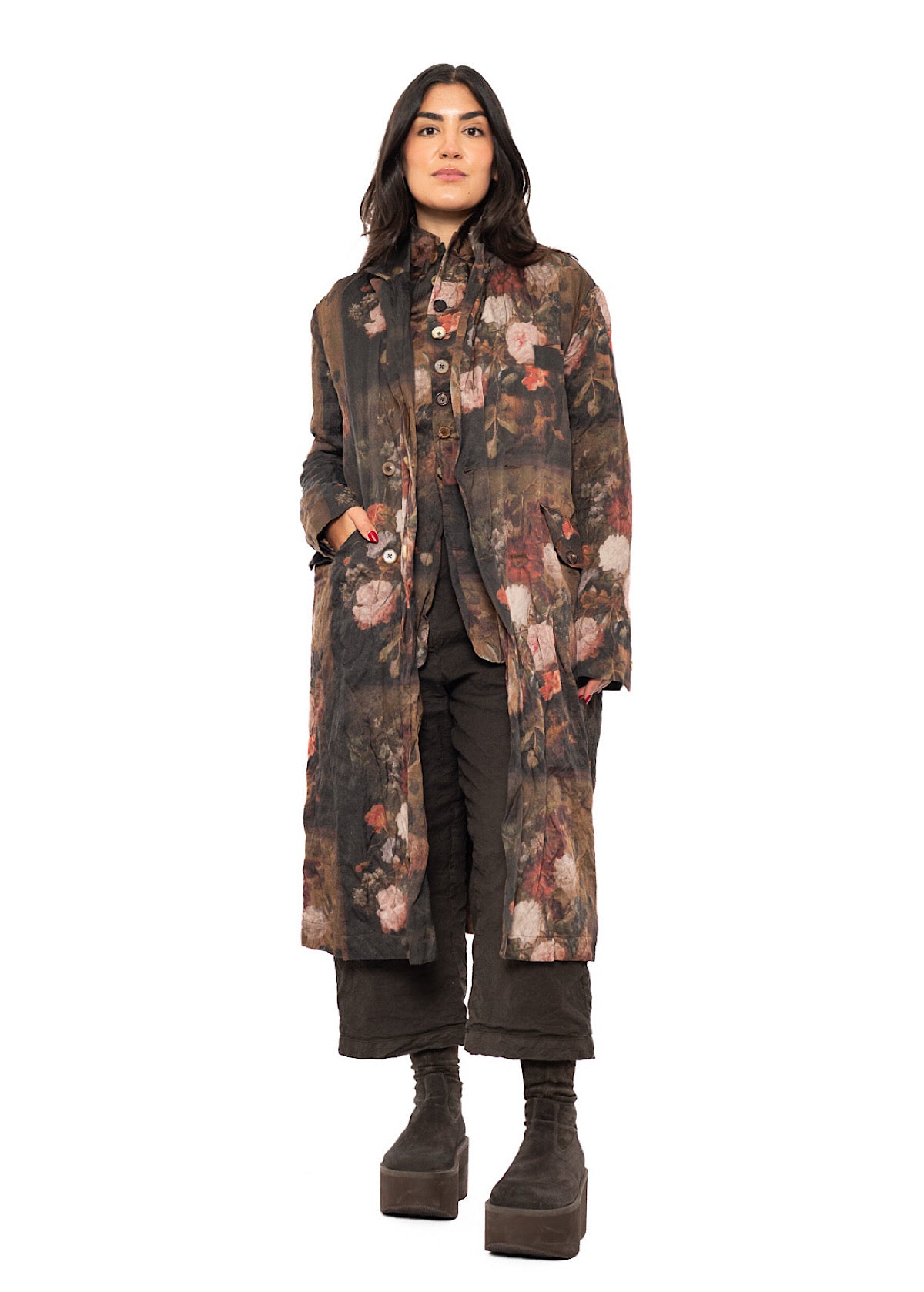 FLORAL PRINT OVERSIZED COAT