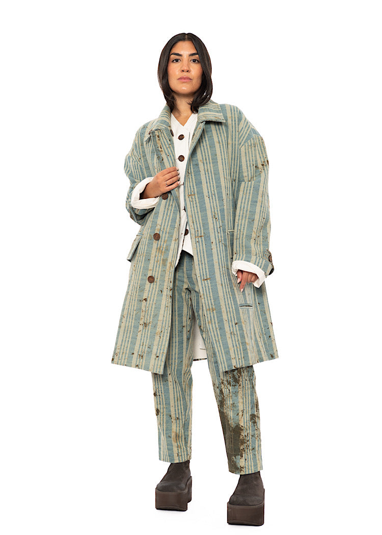 OVERSIZED STRIPED COTTON COAT
