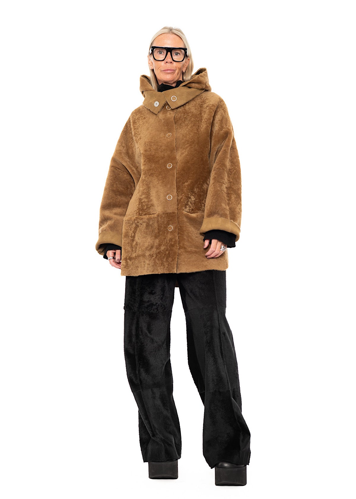 REVERSIBLE FUR HOODED JACKET